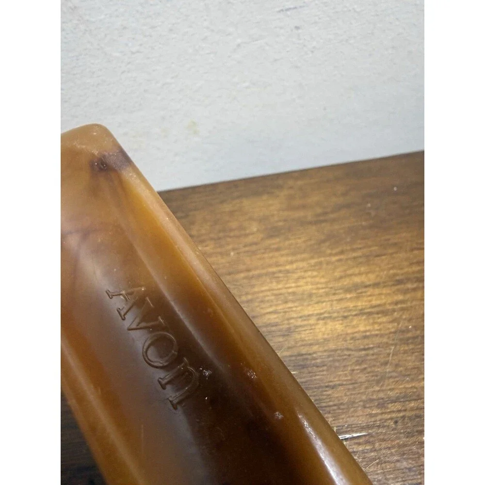 Vintage Avon Flair Hair Brush Brown Faux Tortoiseshell Woodgrain Lucite 1970s